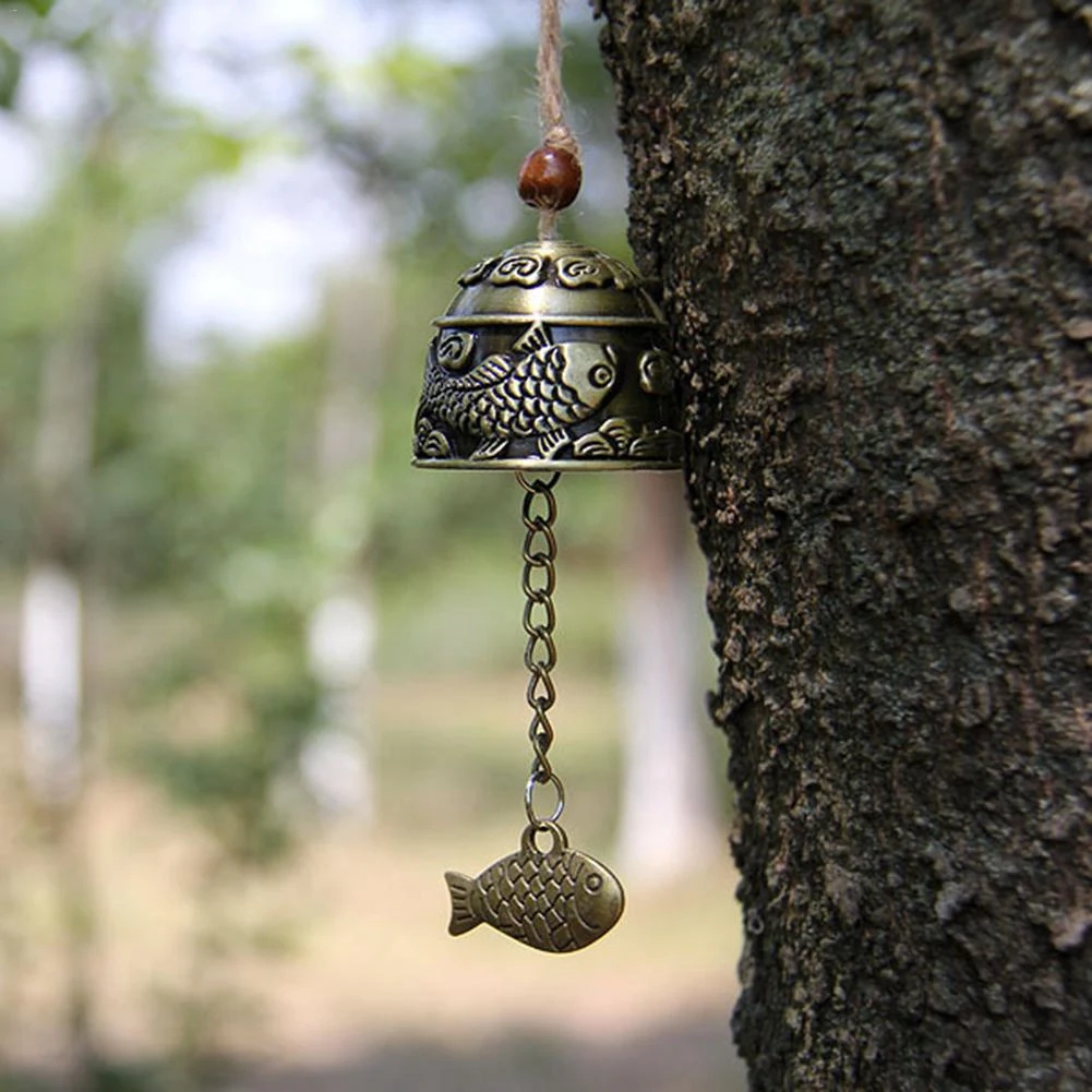 Vintage Engraved Wind Chimes Courtyard Garden Decorative Wind Chimes Outdoor Pendants Temple Ornaments Dragon PatternJAS