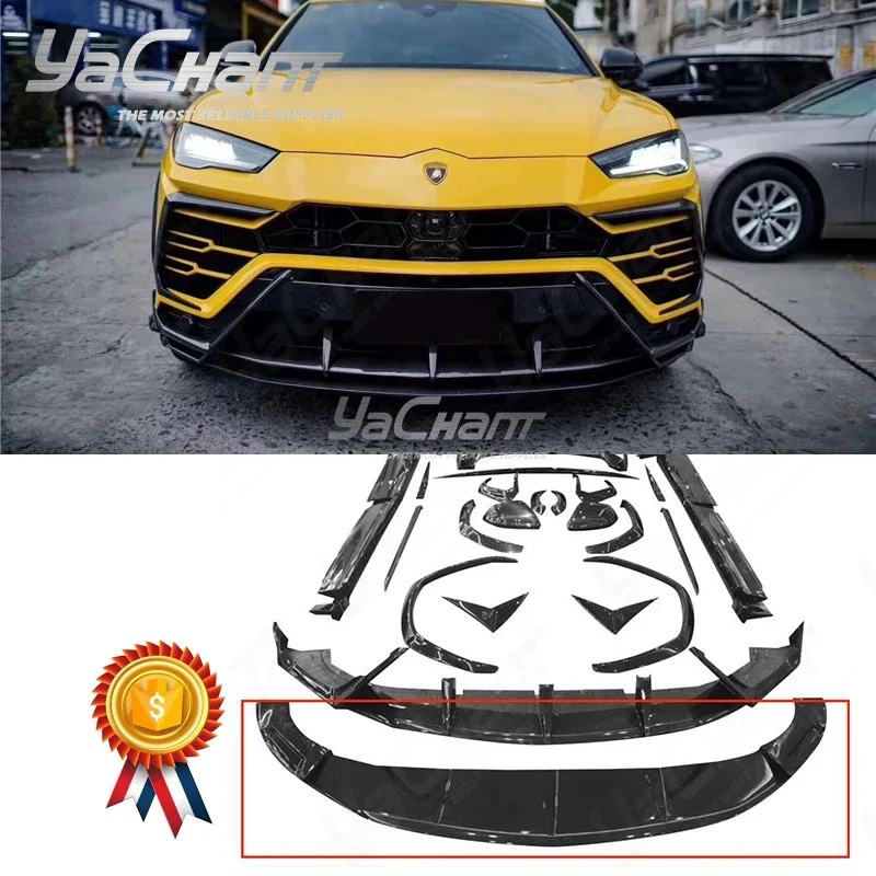 Car-Styling Full Carbon Fiber CF URUS TC Style Front Diffuser Fit For 2018-2022 Lamborghini URUS Bodykit Front Diffuser Lip