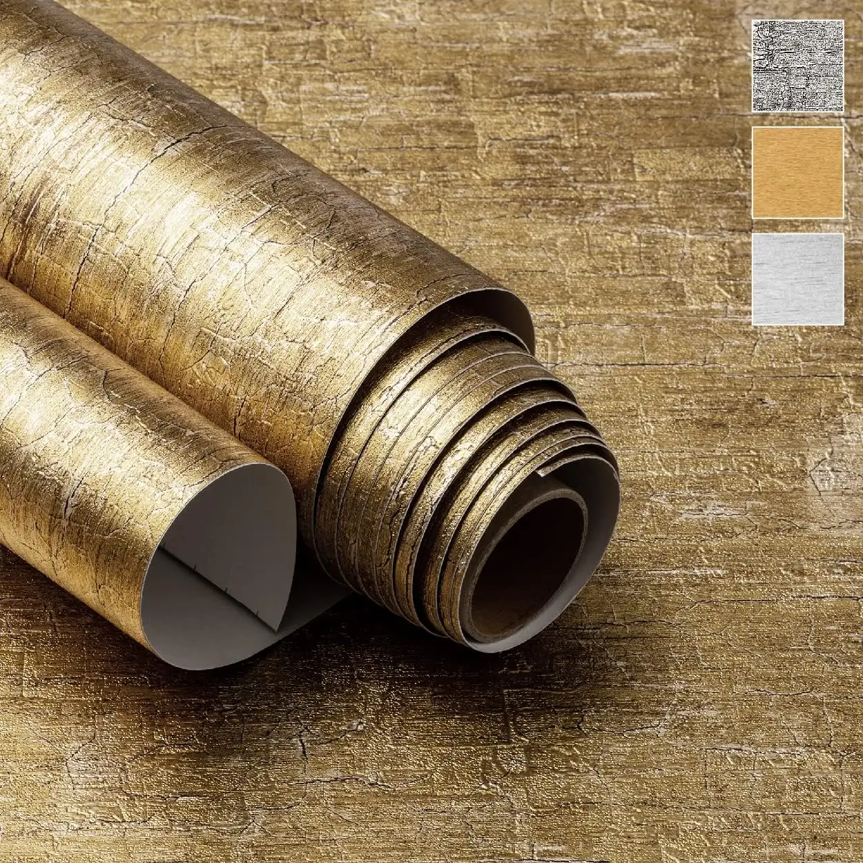 

Metallic Gold Wallpaper (39" x 118", Rough Texture, Gold) Removable Peel and Stick Textured Vinyl for Home Décor Bathroom