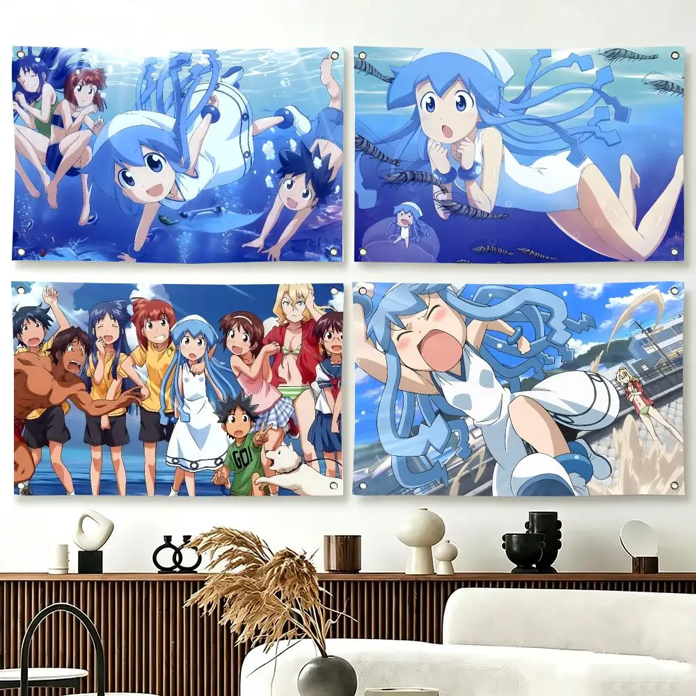 Japanese Anime S-Squid Girl Flags  For Living Room Home Dorm Decor Wall Outdoor Camping Party Banner Gifts