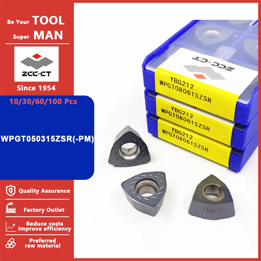 

ZCC CT Original WPGT050315ZSR WPGT050315ZSR-PM Milling Inserts WPGT 050315 ZSR Lathe Tool Carbide Milling Turning Tools