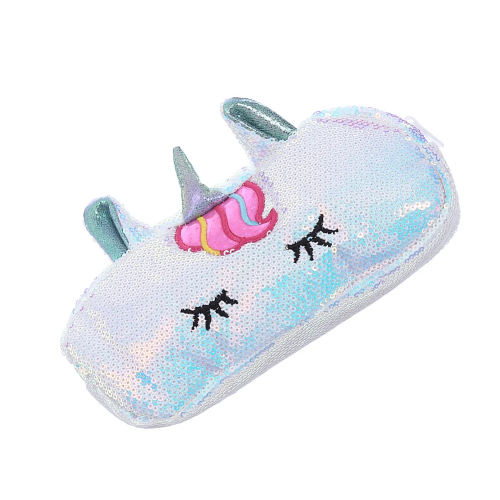 

Silver Sequin Unicorn Pencil Bag Multifunctional Storage Pen Case Coin Purse School Stationery Supplies