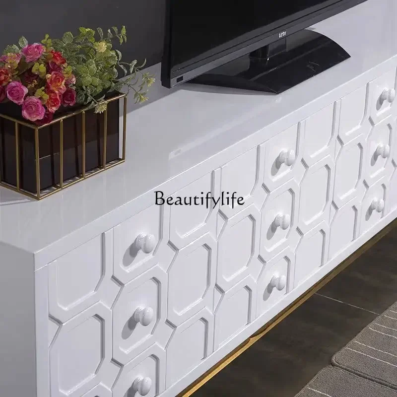 yj32 L.Postmodern light luxury TV cabinet, living room storage audio-visual simple solid wood floor cabinet