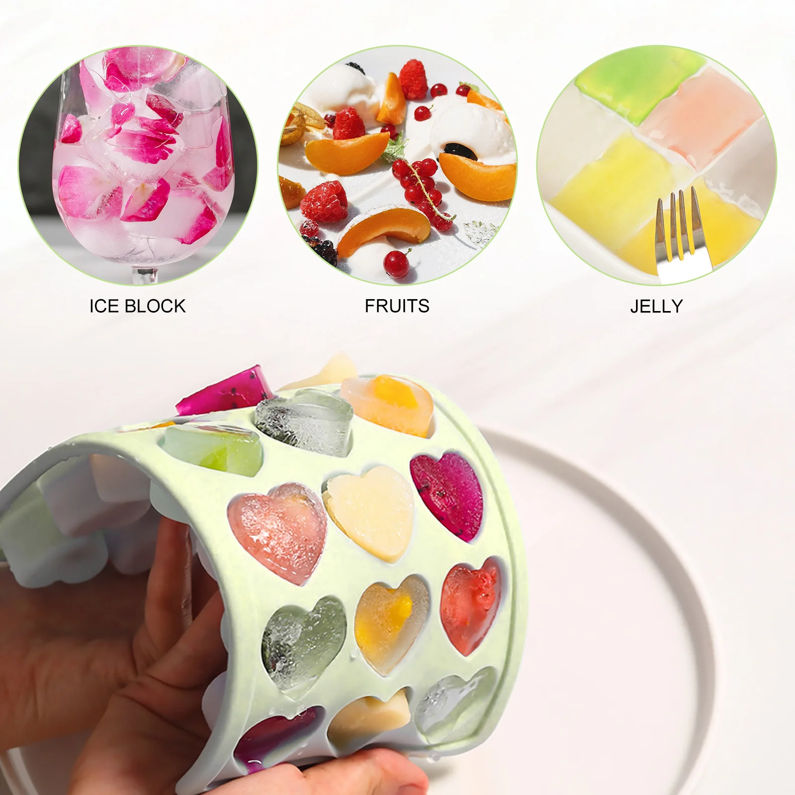 

Silicone Heart Ice Cube Tray Non Stick Flexible Material Easy Release Ice Mold for Beverage Chilling and Fun Dessert Prep