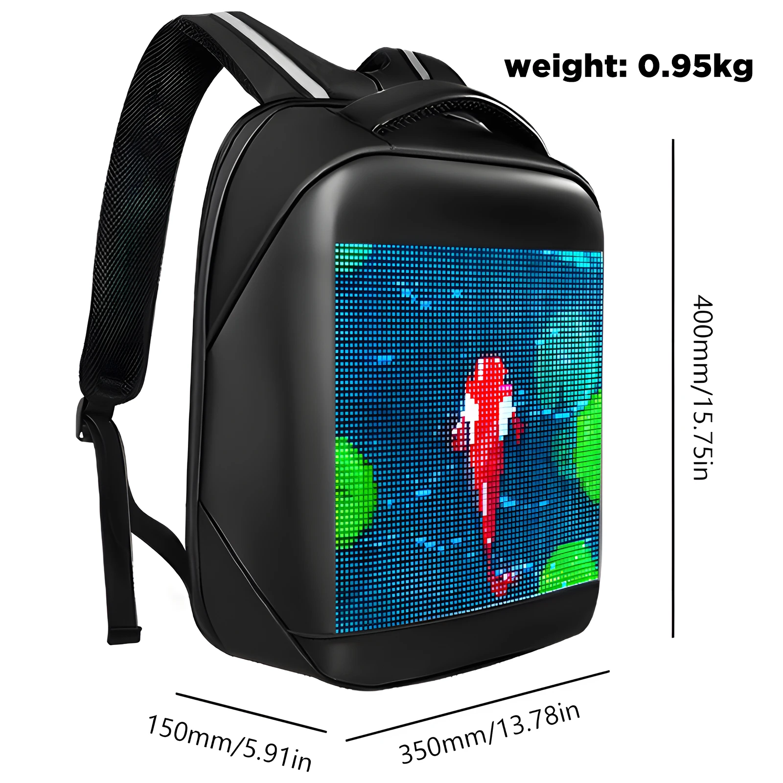 Smart Bluetooth LED Backpack with Colorful LED Sign Panel and Programmable, DIY Laptop Daypack Bag,Black