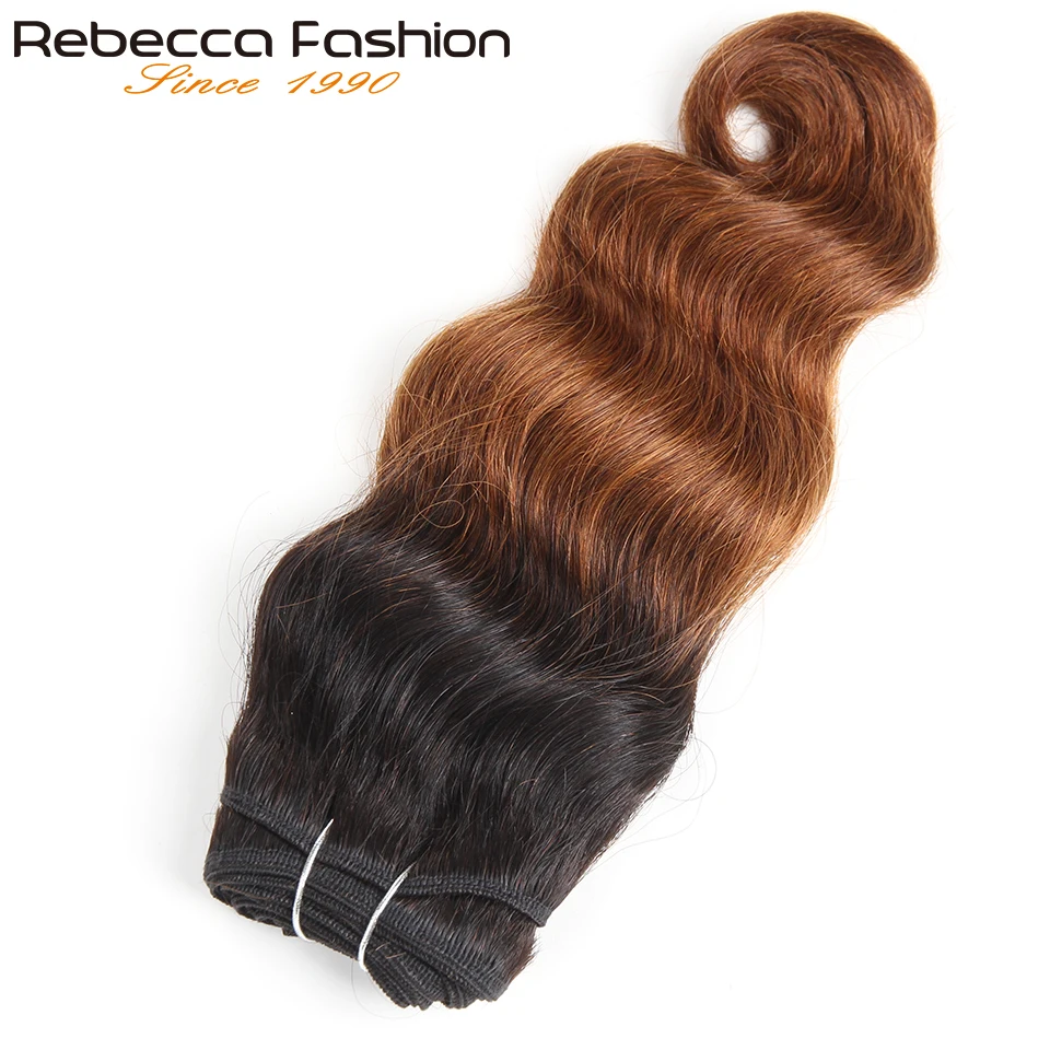 Extensiones de cabello humano Remy, mechones de pelo ondulado brasileño con degradado, máquina de doble estiramiento, color negro, T1B/BURG, T1B/30