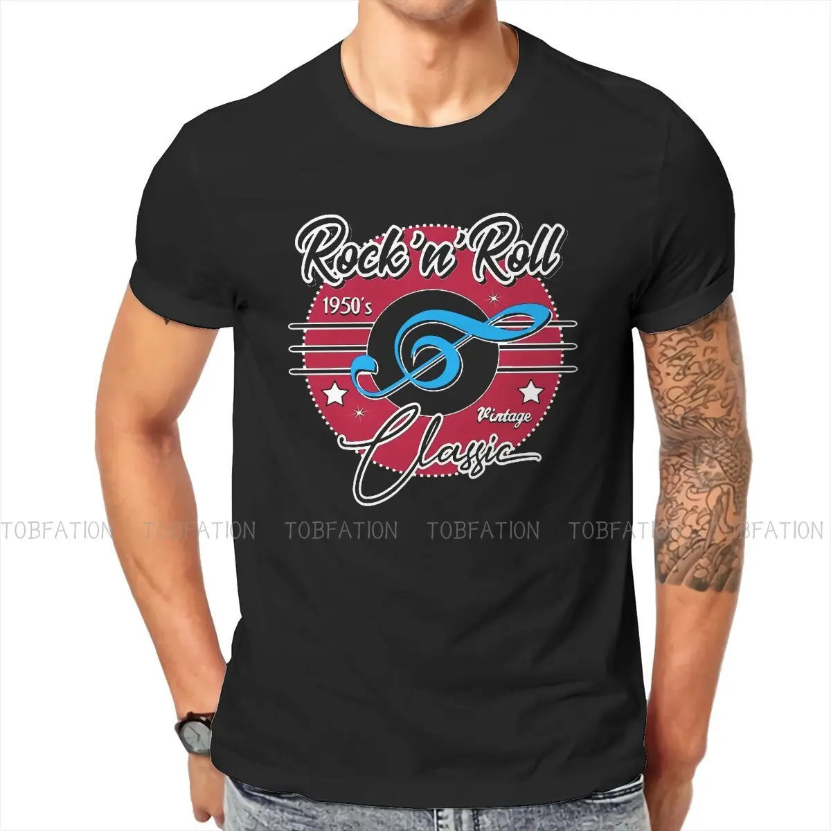 Rock and Roll Music Rockabilly Vintage 1950s Sock Hop Tshirt  Graphic Men Vintage Punk Summer Men's Tops Cotton Harajuku T Shirt