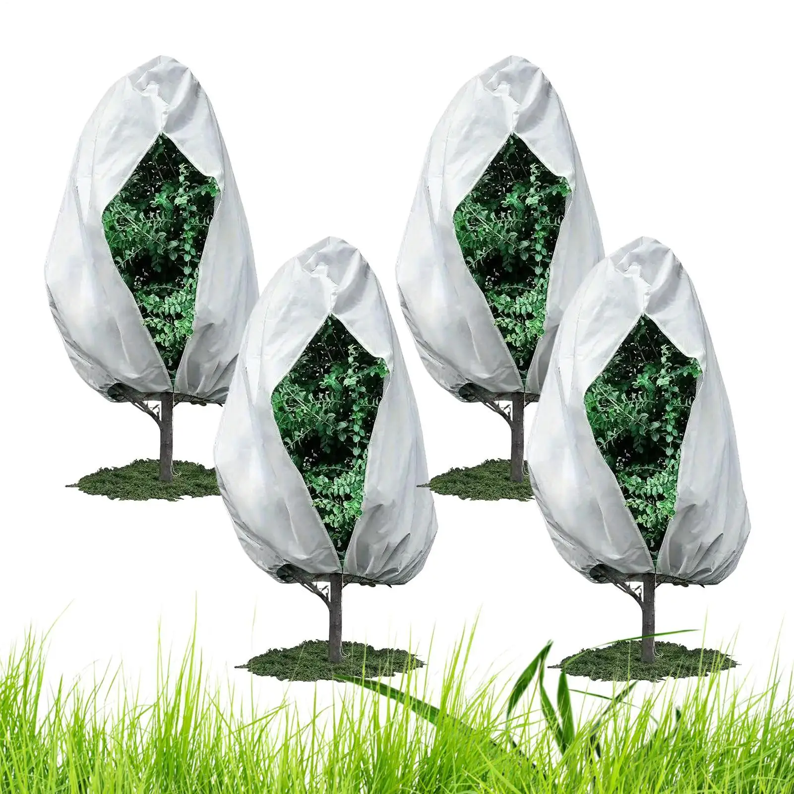 

4 шт. зимние чехлы для защиты от мороза с застежкой-молнией, многоразовые чехлы для растений для наружного сада, цветов, бонсай, деревьев, защита от замерзания