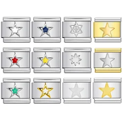 ​Classic Cross Star Italian Colorful Charm Bracelets Link Fit 9mm Stainless Steel Jewelry Gifts Making DIY Beads Fashion Bangles