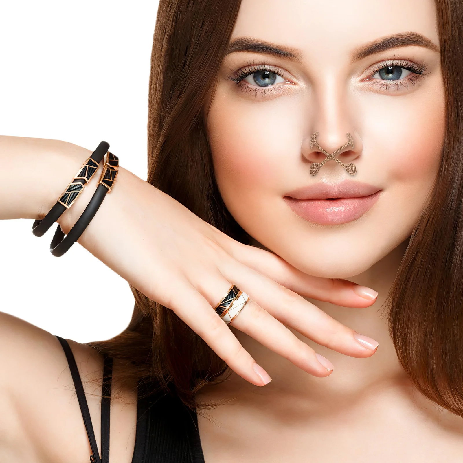 

10pcs Soft Elastic Wing Of Nose Strip For Wide Nostrils Comfortable Shaping Patches Travel Nose Shaping Supplies