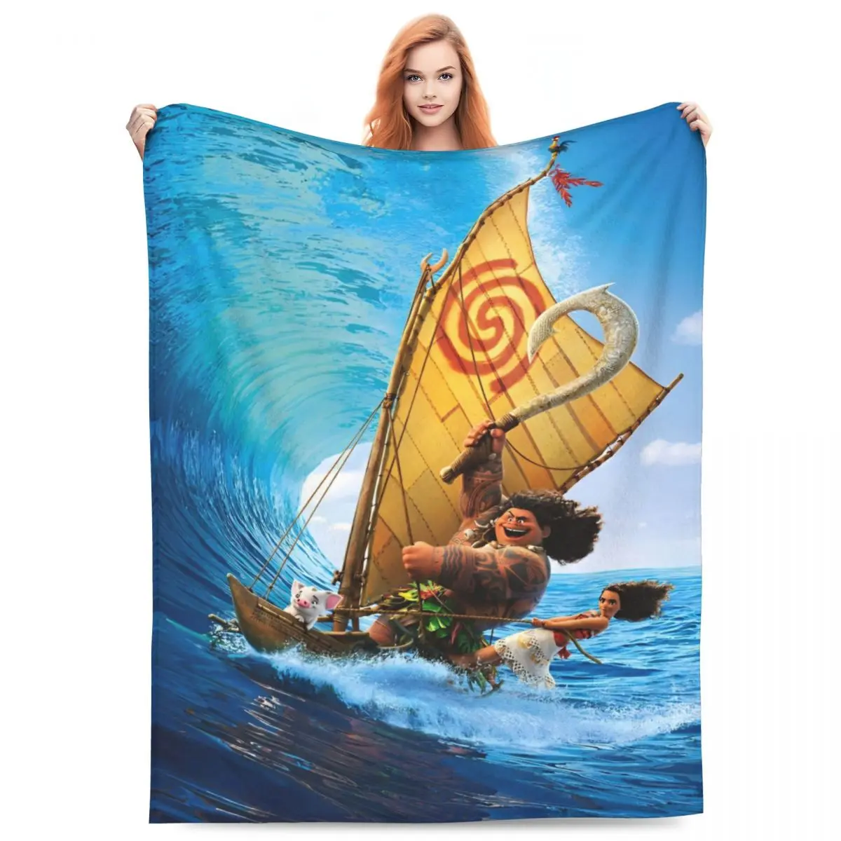 Moana Maui Anime Cartoon Blanket 3D Printing Travel Flannel Throw Blanket For Couch Chair Sofa Bed Super Soft Bedspread Gift