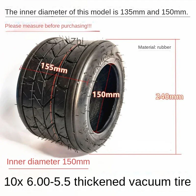 10x6.00-5.5 Tubeless Vacuum Tires for Small Ha Motorcycle 5.5 Inch Electric Vehicle Wheel