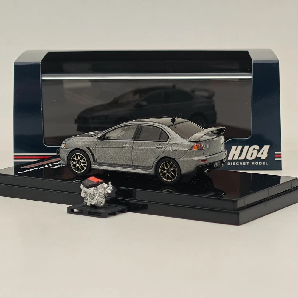 1/64 Hobby Japan Lancer Evolution X Final Edition com modelo de exibição de motor titânio cinza (M) telhado preto HJ 642053 Carro fundido CGM