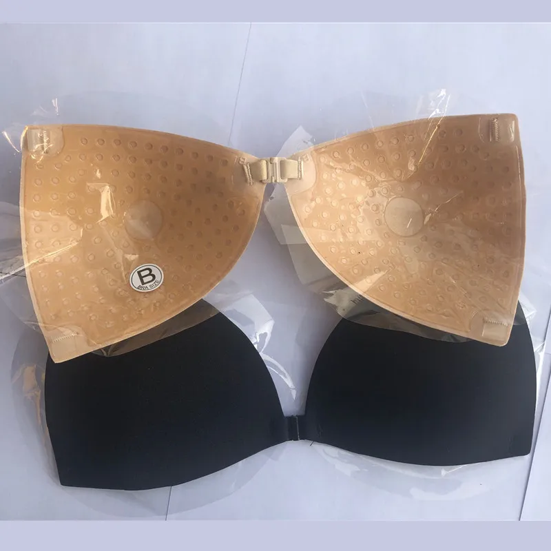 

Front Closure Half Cup Bra Push Up Strapless Invisible Party Bra for Women with Transparent Straps