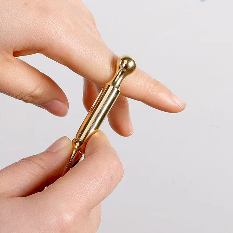 

{MX} Brass Dual Head Facial Massage Stick Hand Foot Acupressure Pen Handheld Body Massage Bar Skincare Tool