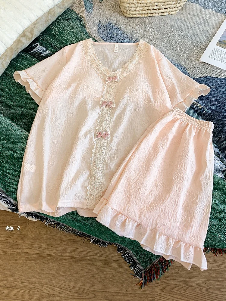 

Женская летняя домашняя одежда с подкладкой на груди, из хлопка и шелка, с коротким рукавом, больших размеров, в стиле принцессы, удобная, с возможностью нанесения принта