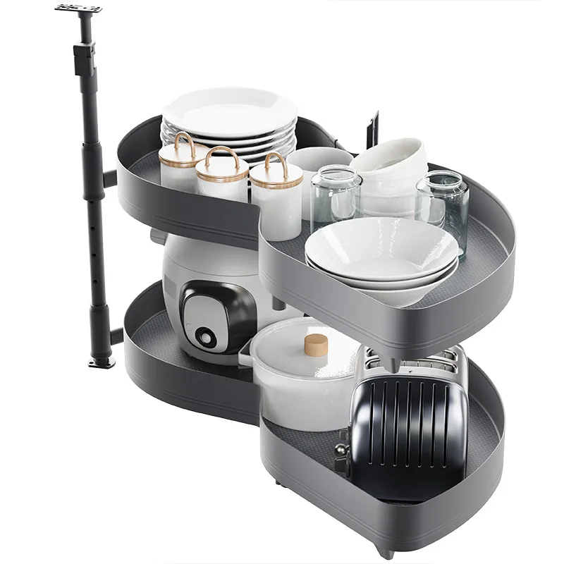 Pull basket aluminum alloy little monster damping rotating storage rack corner flying saucer seasoning basket bowl basket