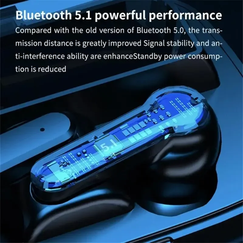 M19 Bluetooth Earphones Wireless Gaming Touch Esports Digital Display Sports Mini Convenient Carrying Earplugs