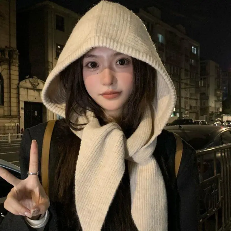 الشتاء المعتاد هود وشاح بالاكلافا قبعة سدادات حماية الأذن يندبروف الدافئة منفذها القبعات النساء قبعة أنيقة على الموضة ووشاح Skullies Beanies #5