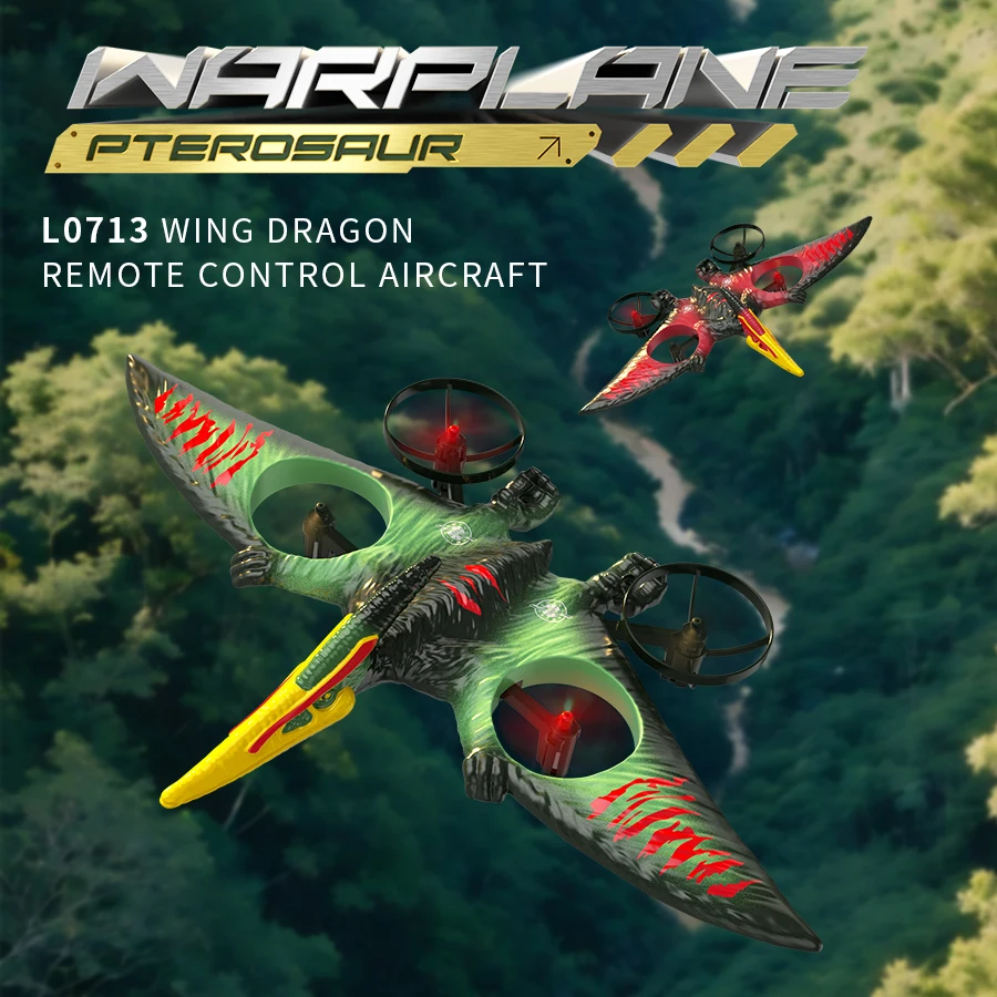 

Drop Resistant Pterosaur Stunt Drone | 360° Flip Remote Control Foam Aircraft with LED Lights | Kids Dinosaur Toy Gift