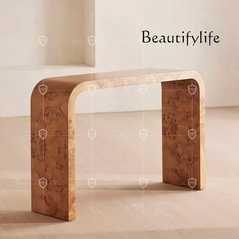 Medieval style Xuantai tree tumor bark retro strip case Italian minimalist desk rounded corner strip case table