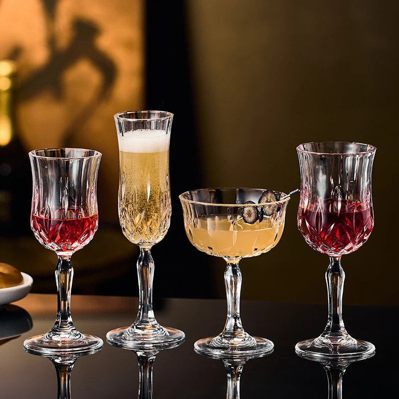 

Crystal glass champagne shallow dish-shaped creative dessert cup, goblet, cocktail glass, red wine glass
