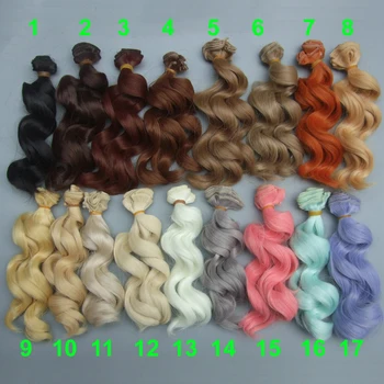 1 peça 15 cm cabelo de boneca resistente ao calor de alta temperatura para 1/3 1/4 1/6 BJD diy perucas de boneca encaracolada