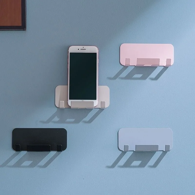 

3PCS Metal Wall Phone Charging Stand, Home Bedroom Bedhead Kitchen Support Stand, Non Perforated Adhesive Wall Mounted Storage