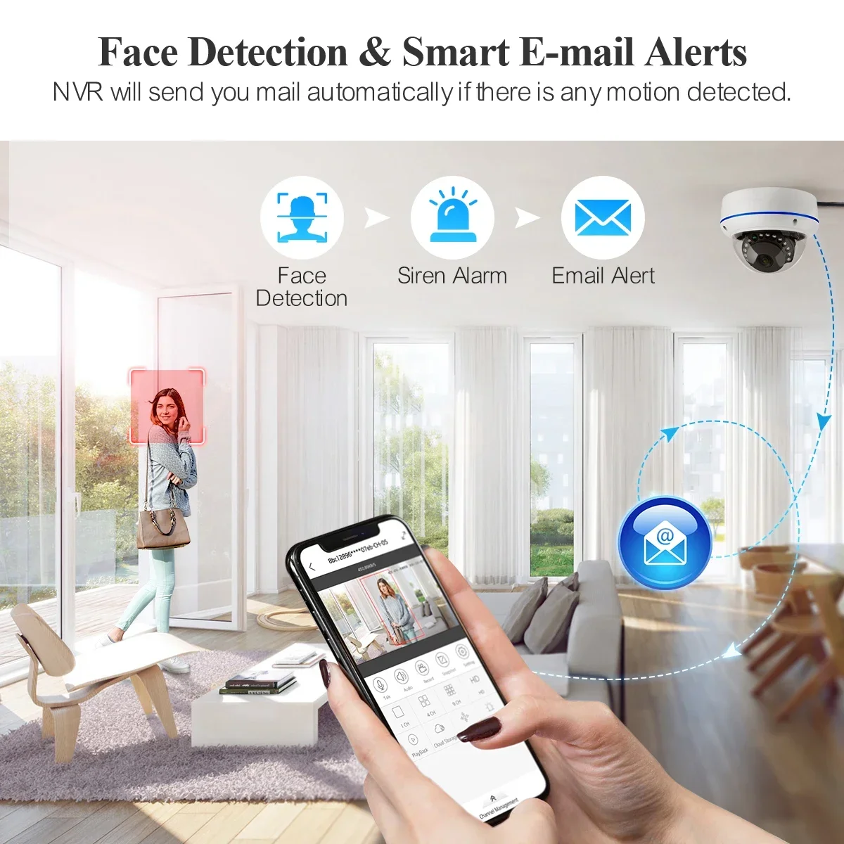 Visione notturna Audio bidirezionale 8ch 5mp Nvr Poe Sicurezza Ip Cctv Telecamera Sistema di telecamere Dome antivandalo Telecamera Poe