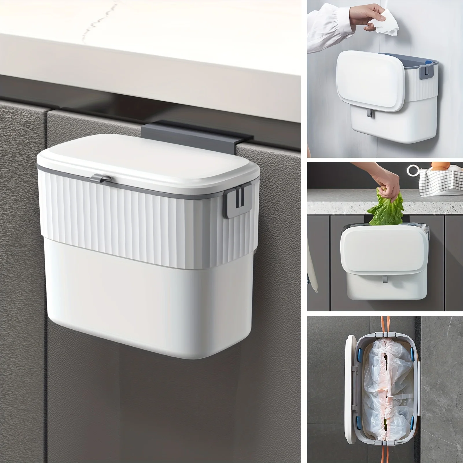 Küchenkompostbehälter mit Deckel – hängender Mülleimer unter der Spüle – an der Wand montierter Mülleimer – kleiner Mülleimer auf der Arbeitsplatte