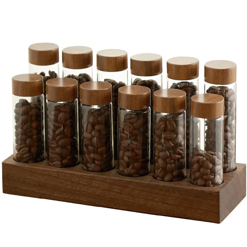 Coffee bean repackaging, test tube glass display rack, single-tube storage storage sealed jar, aroma bottle