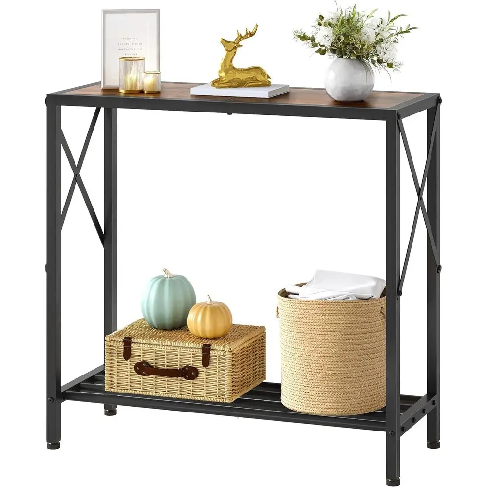 

ole Table 28.3''L, 2 Tier Narrow Entryway Table with Open Shelves, Small Soa Table or Living Room, Entrace, Hallway, oyer, Corri