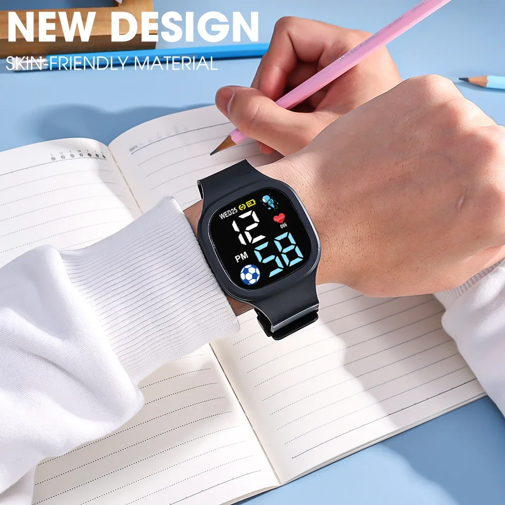 Reloj Digital cuadrado LED para estudiantes, relojes electrónicos deportivos de ocio, reloj electrónico Simple a la moda impermeable para niños, nuevo