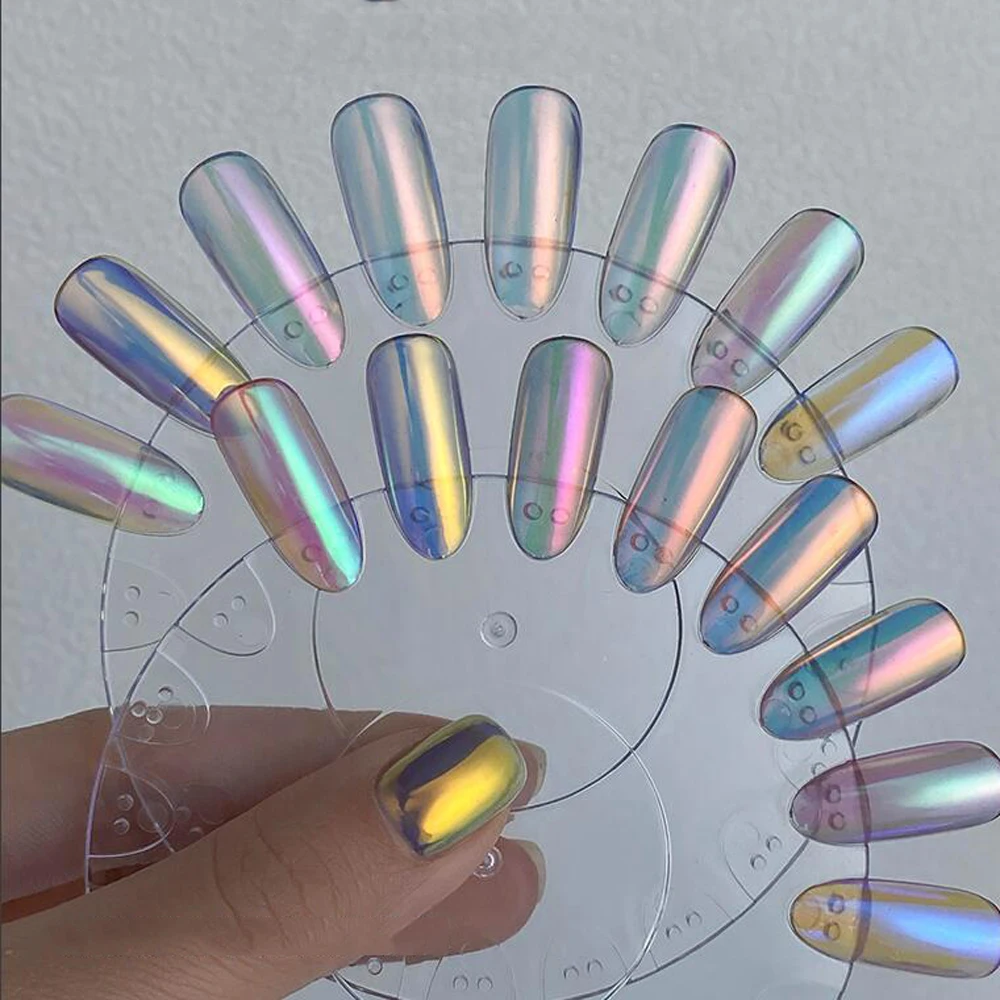 1 pz polarizzato elettrolitico glitter per unghie polvere cromata Aurora giallo arancione metallizzato gel UV smalto pigmento decorazioni per manicure