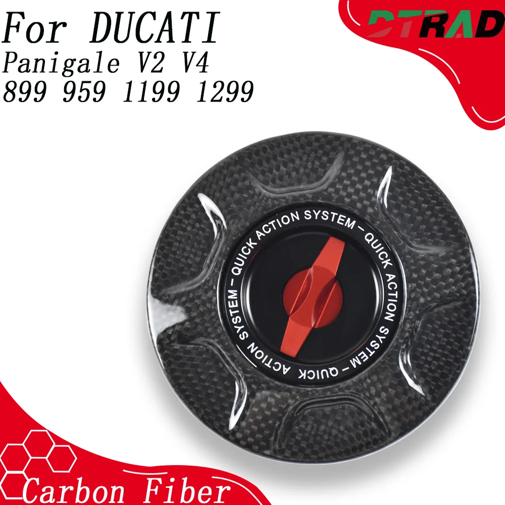 

For DUCATI Panigale V2 V4 V4S 899 959 1199 1299 Motorcycle Carbon Fiber Quick Release Fuel Tank Cap Keyless Gas Oil Petrol Cover