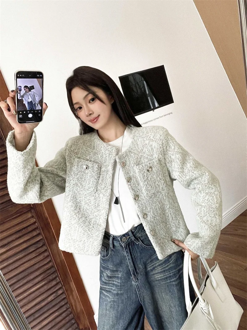 Nuovo capispalla Giacca da donna Corta allentata monopetto Bellissimo piccolo cappotto profumato Cappotto di lana nuovo moda autunnale avanzata