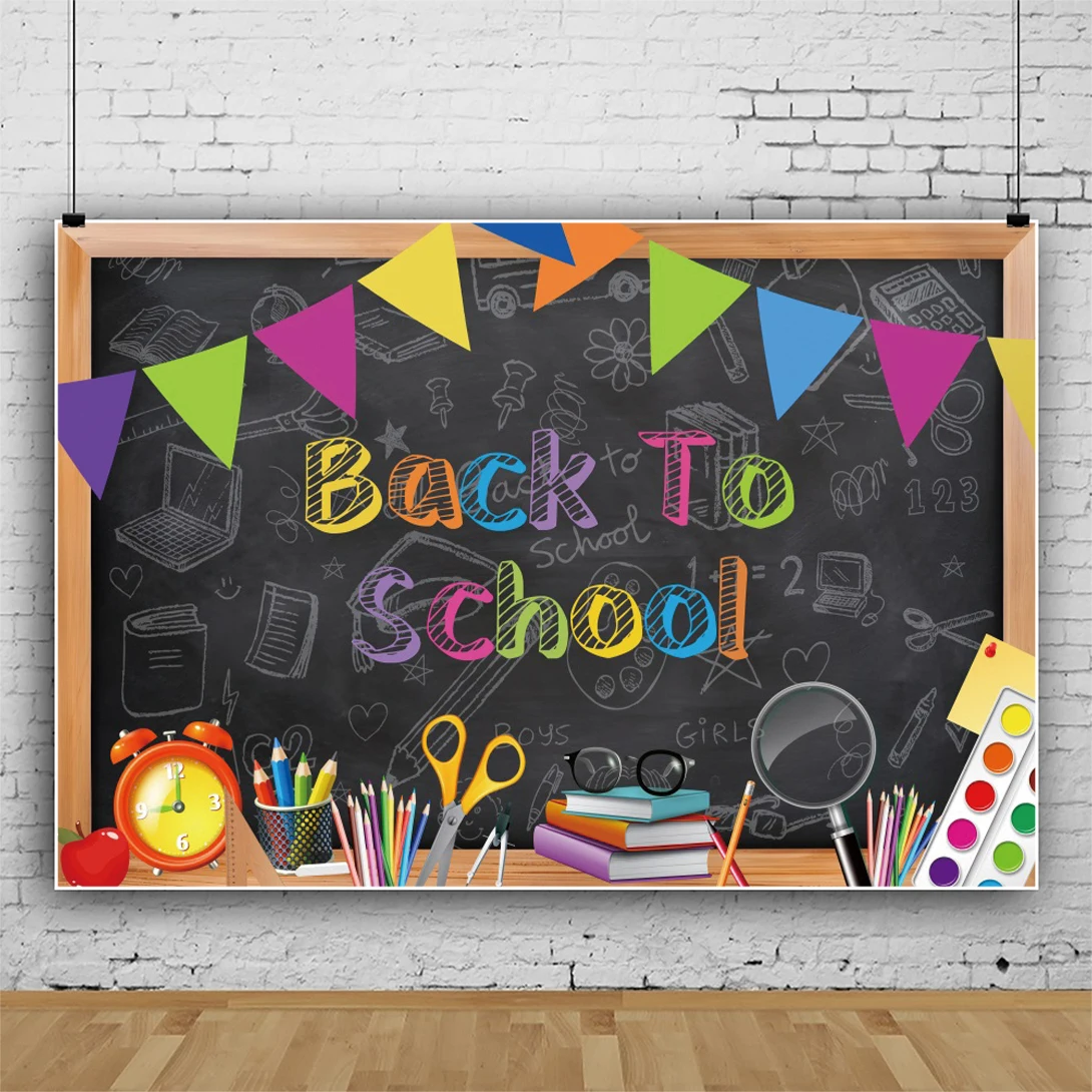 Children Back To School Party Decor Photography Backdrop Black Blackboard Pencil Background for Photo Studio Props Photocall