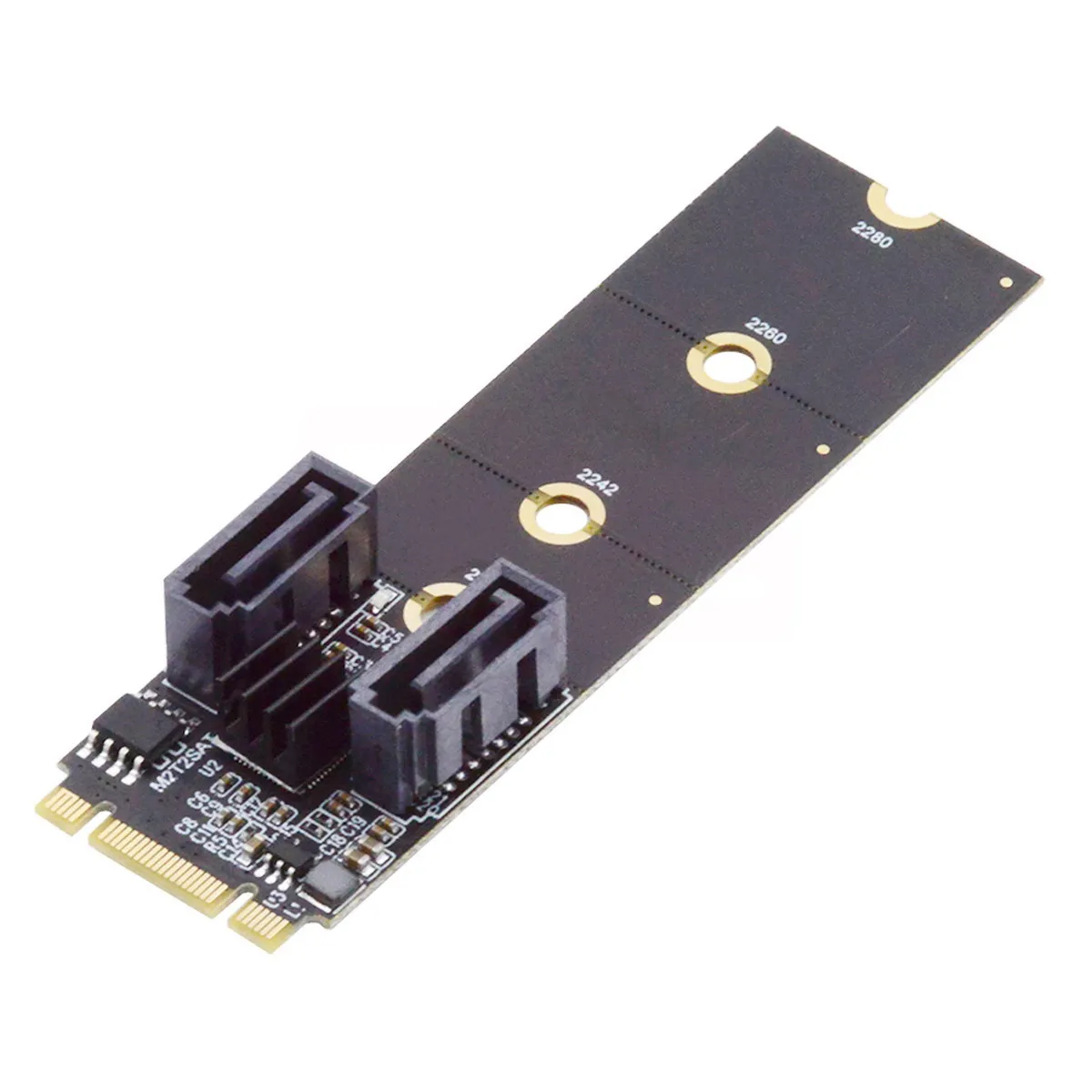 JMB582 2230 2242 2260  NGFF Key B+M PCI Express to SATA3.0 6Gbps Dual Ports Vertical Adapter Converter Hard Drive Extension Card