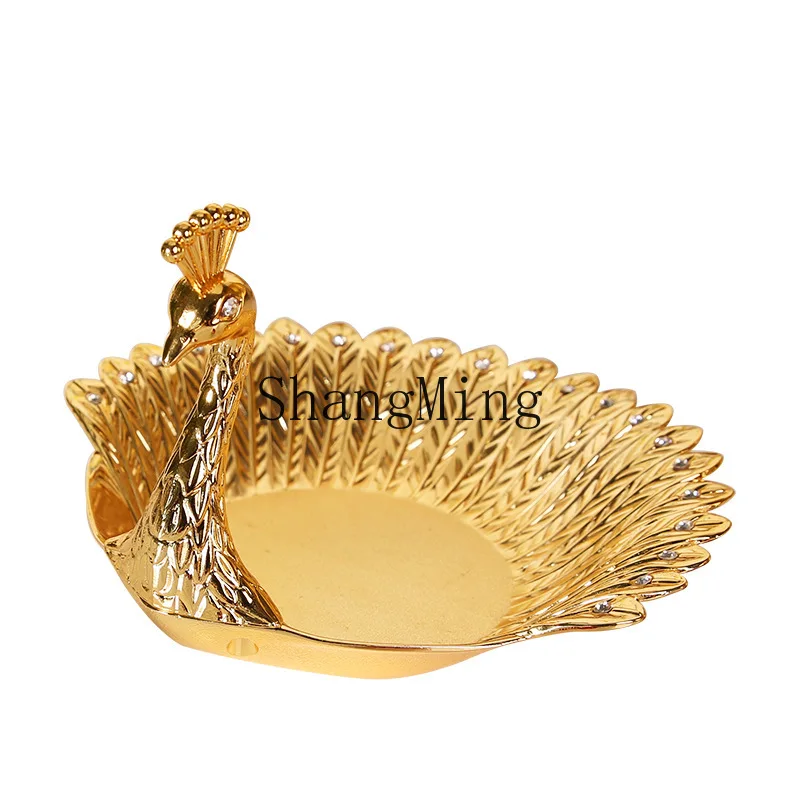

PYH Factory Wholesale Metal Swan Candy Fruit Plate Snack Plate Golden Hotel Service Small Fruit Plate