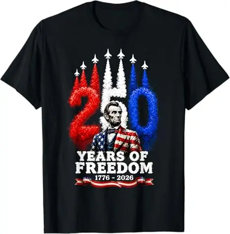 Abraham Lincoln 250. Jahrestag USA 250 Jahre 4. Juli T-Shirt George Washington Gitarre spielend US-Flagge Patriotisches Grafik-T-Shirt – Detail 7