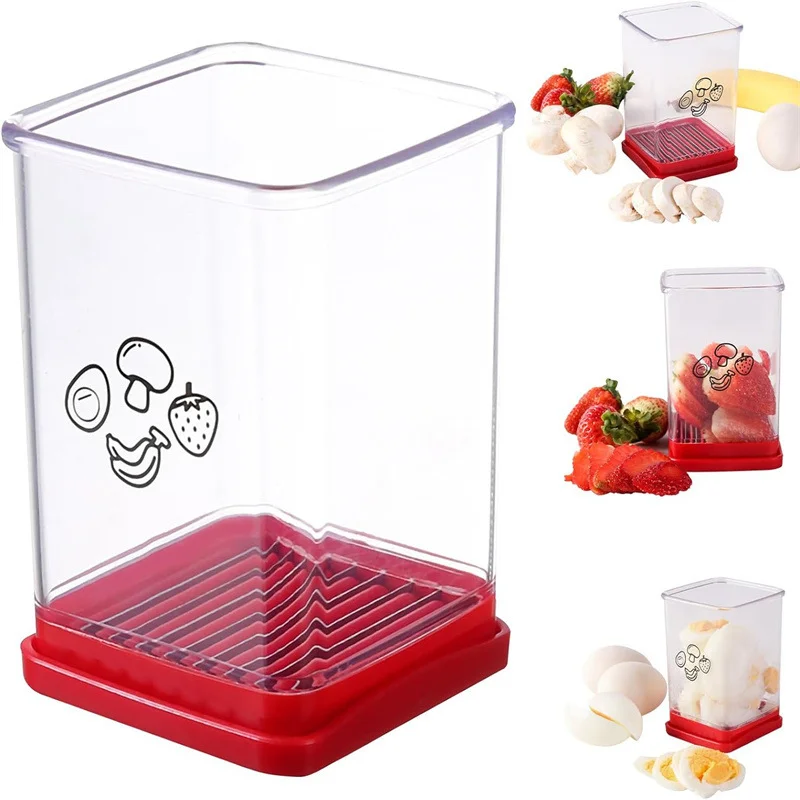 

Speed Cup Slicer with Push Plate Portable Egg Slicer Strawberry Banana Cutter Quickly Making Fruit Vegetable Salad Kitchen Gadge