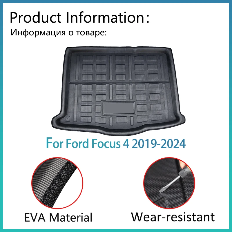 For Ford Focus 4 MK4 Accessories 2019 2020 2021 2022 2023 Auto Trunk Mat Floor Tray Liner Cargo Boot Carpet Waterproof Anti~slip