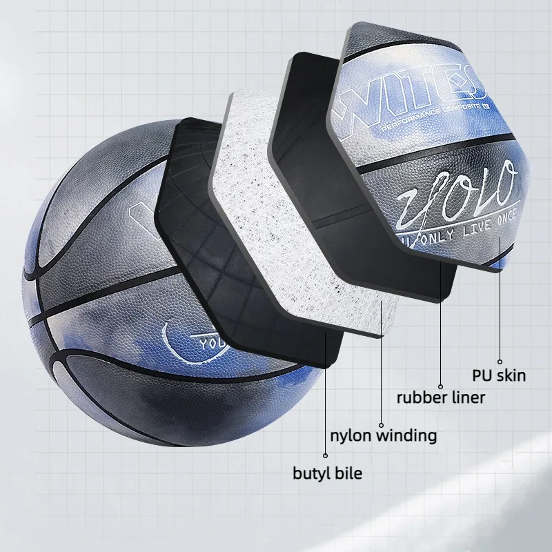 Standard Size 7 Basketball for Adults PU Wear-resistant High Bouncy Training Ball Team Competition Anti-slip Basket Ball