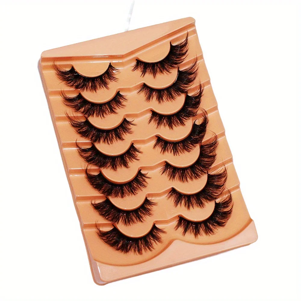 42pairs/6Pack Cat Eye Eyelashes 3D Natural False Lashes 5D Fluffy Soft Cross Manga Lashes Wispy Natural Eyelash Extension Makeup