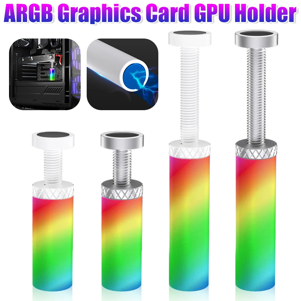 ARGB Graphics Card GPU Holder Adjustable Magnetic GPU Video Card Holder Aluminum Alloy Video Card Sag Holder for Desktop PC Case