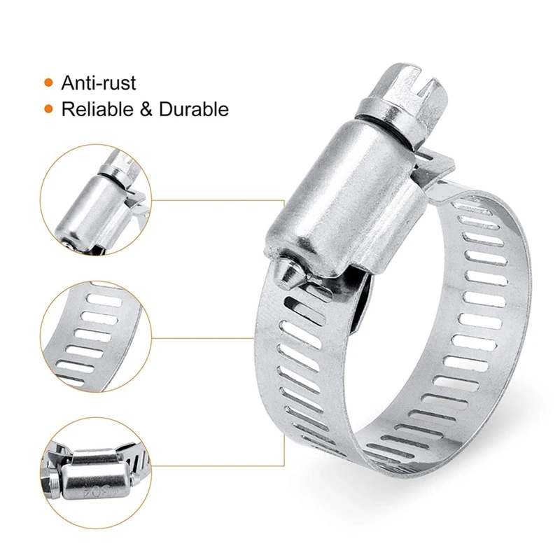 Mới Bộ 60 Thép không gỉ Ống Kẹp Có Thể Điều Chỉnh Con Sâu Gear Ống Kẹp Assortment Bộ Nhiều Đường Ống Cơ Khí Ô Tô