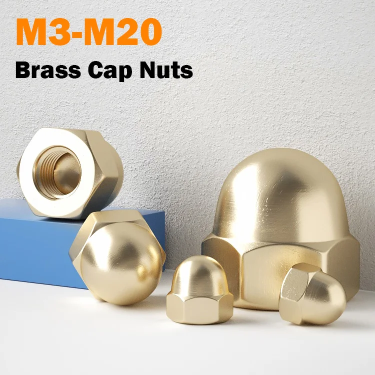 M3 M4 M5 M6 M8 M10 M12 M14 M16 M18 M20 Brass Cap Hex Nuts  Brass Cap Nuts Copper Decorative Dome Head Cover Semicircle Nut