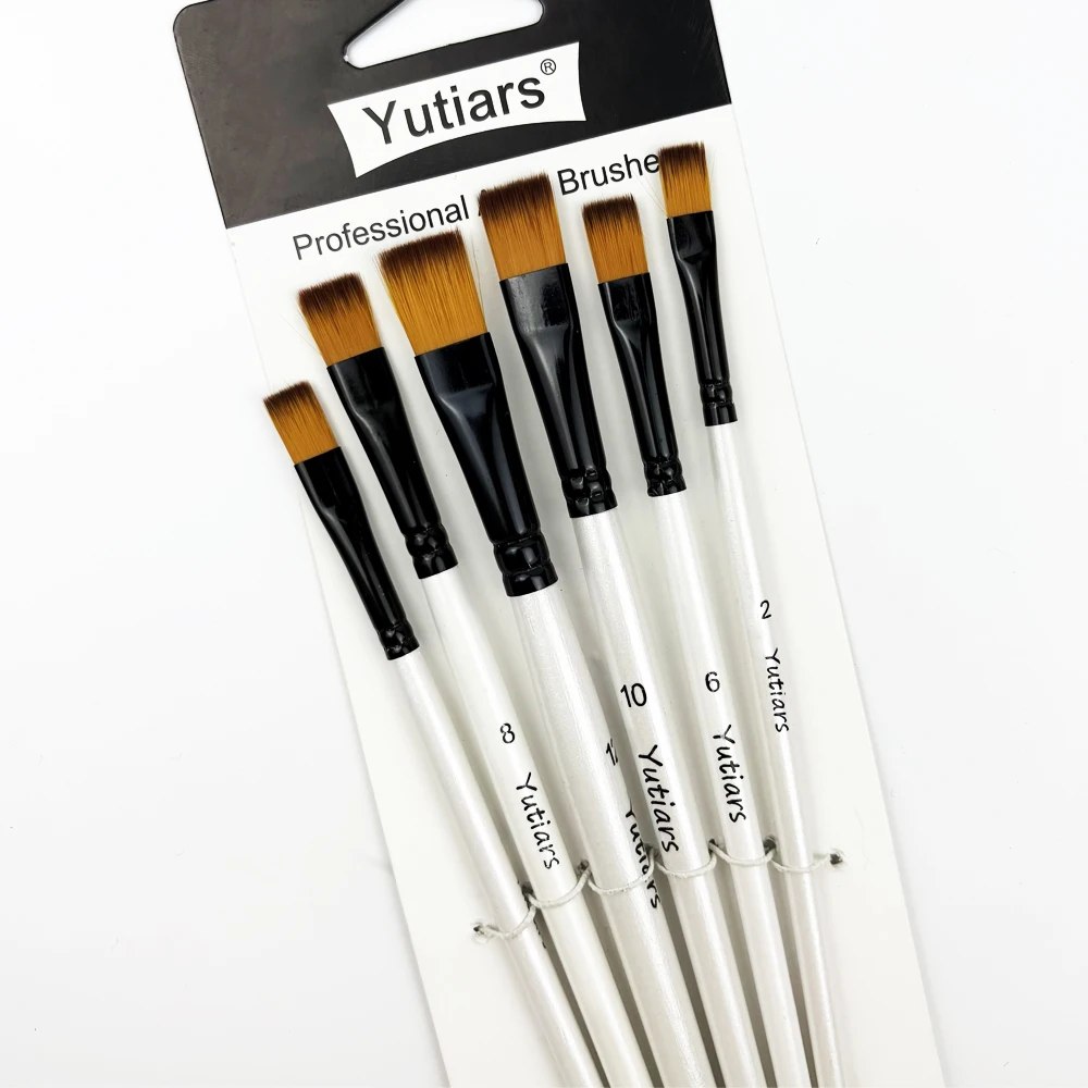 

6pcs Artist Paint Brush Set for Acrylic Oil Gouache Watercolor Painting, Premium Nylon Hair Art Paint Brushes Flat Shapes