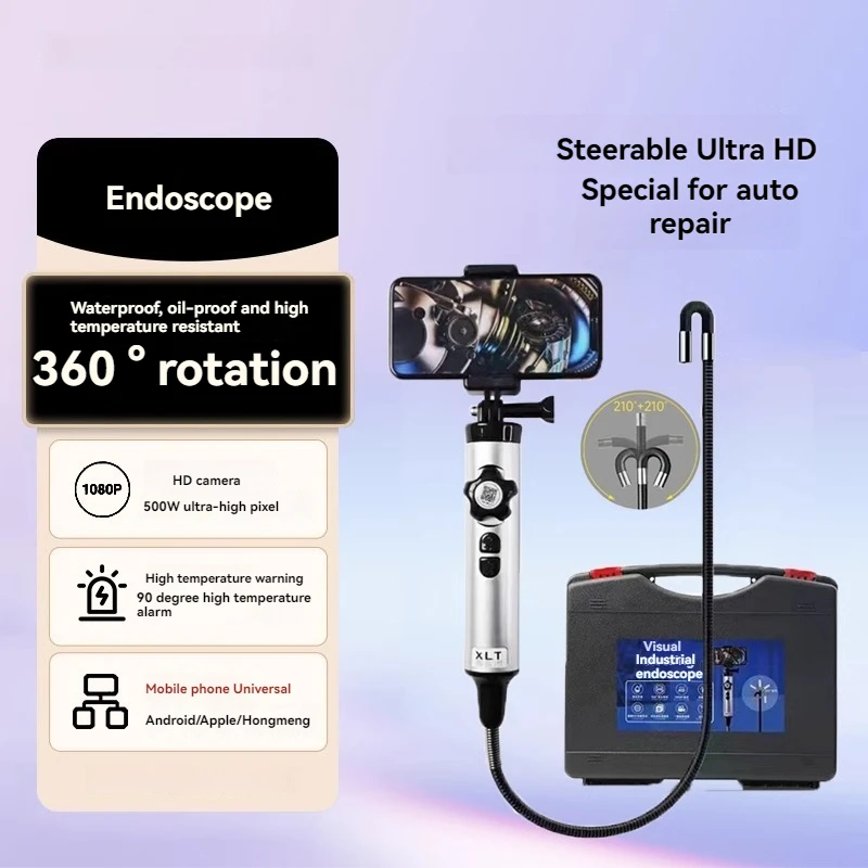 

Auto repair endoscope 6/8MM 360 degree rotation 1080P HD steerable engine carbon deposit cylinder industrial pipeline inspection
