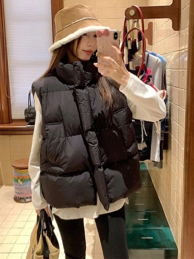 

Bla Stand Collar Cotton Vest Women's Casual Loose Svel Outerwear Winter New Sle Versatile Commute Windproof